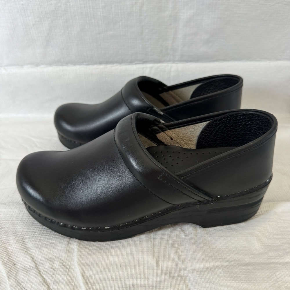 Dansko Professional Black Box Leather Clogs Women 39 Wide - Picture 5 of 10